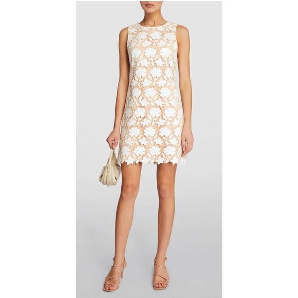 ALICE + OLIVIA WOMEN'S CLYDE SHIFT DRESS, OFF WHITE NWOT Size 8 - Picture 1 of 9